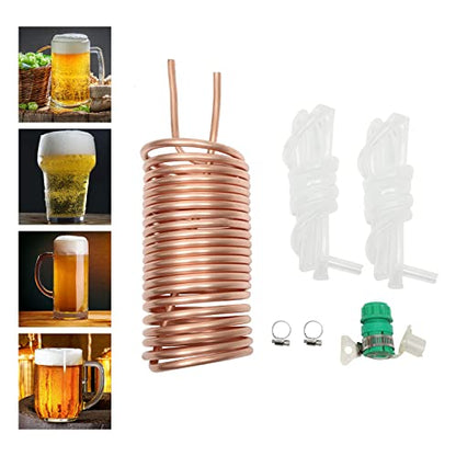 Efficient Copper Immersion Wort Chiller Coil for Homebrewing, 0.31 Diameter with Hose Fitting & Clamp, Ideal for Beer Cooling & Brewing Tanks Copper - color: Copper