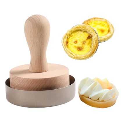 Wood Tart Tamper Tart Press Tool Wood Egg Tart Pusher DIY Baking Dough Press Pastry Tamper Wooden Tart Mould, Assorted Color