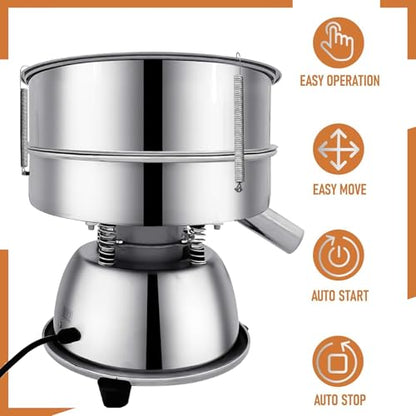 Sidasu Automatic Vibrating Sieve Shaker – 40 Mesh + 60 Mesh Flour Sifter, Electric 110V 55W Sifter Machine for Flours, Herbal Powder - size: Automatic Powder Sifter Machine(40+60 mesh)