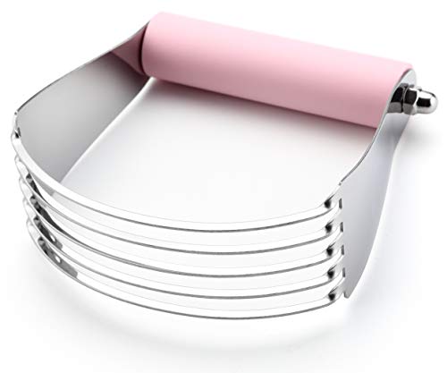 Spring Chef Large Dough Blender For Baking, Professional Dough Cutter Tool, Stainless Steel Puff Pastry Cutter Tool, Dishwasher Safe Pastry Blender for Easy Mixing - Pink Lemonade - color: Pink Lemonade, size: 4" Large