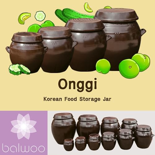 11 liter(3 gal) Onggi Korean Traditional Clay Jar Ceramic Canister/Handmade Food Storage Container/Breathing Clay Pot Kimchi Fermentation Crock/Grain Rice Container