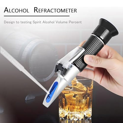Handheld Alcohol Refractometer,V·RESOURCING 0~80% Alcohol Content Measurement Tool Tester for Spirits Distilled Ethanol with Water Like Whiskey, Brandy;Used in Scientific Research, Alcohol Purchase - color: Alcohol Refractometer （0-80%）
