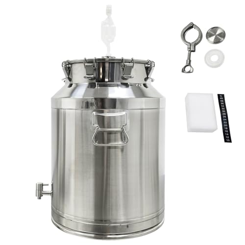 64L Stainless Steel Fermenter Tank with Faucet & Exhaust Valve 304 Food-Grade Fermentation & Storage Container for Wine, Beer, Sauerkraut