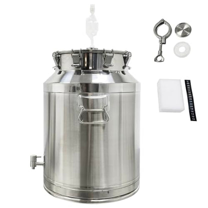 64L Stainless Steel Fermenter Tank with Faucet & Exhaust Valve 304 Food-Grade Fermentation & Storage Container for Wine, Beer, Sauerkraut