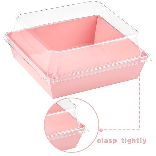 Kucoele Charcuterie Boxes with Clear Lids, 5 Inches, Pink, 20 Pack | Disposable, To Go Paper Dessert Boxes, Bakery Boxes, Small Food Containers, For Cookies, Cupcakes, Strawberries - color: pink
