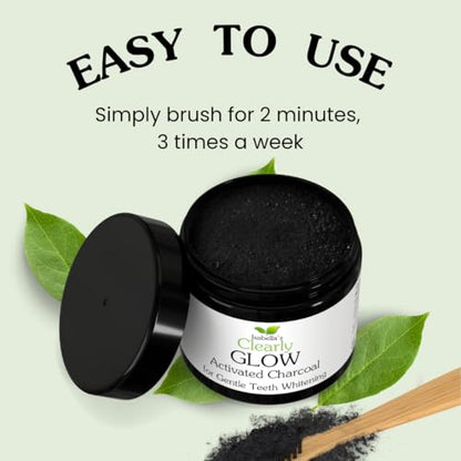 Glow Natural Teeth Whitening Kit – Activated Charcoal Tooth Powder + Bamboo Toothbrush | Fluoride Free, Non-Peroxide Oral Care | Made in USA - size: 1.41 Ounce (Pack of 2)