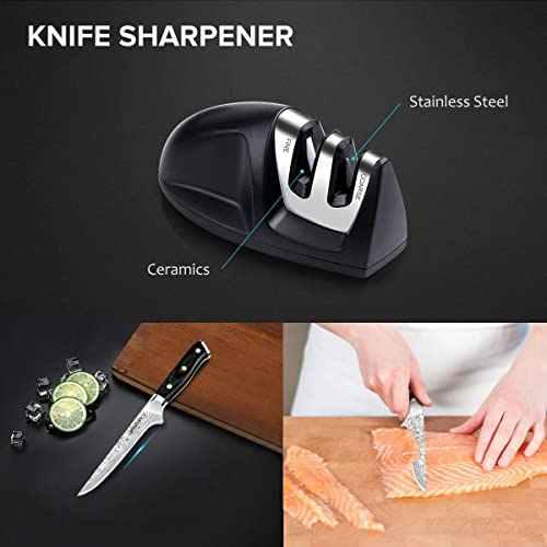 MOSFiATA 6" Boning Knife, Sharp Kitchen Cooking Knife with Finger Guard and Knife Sharpener, German High Carbon Stainless Steel EN1.4116 Chef’s Knife with Micarta Handle and Gift Box - style: 6 Inches