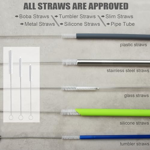 ALINK 8 Pack Bottle Brush Cleaning Set with Stand, Long Handle Bottle Cleaner with Holder for Narrow Neck Beer Wine Brewing Bottles, Stanley, Baby Bottles, Tumblers, Drinking Glasses, Straws - color: White