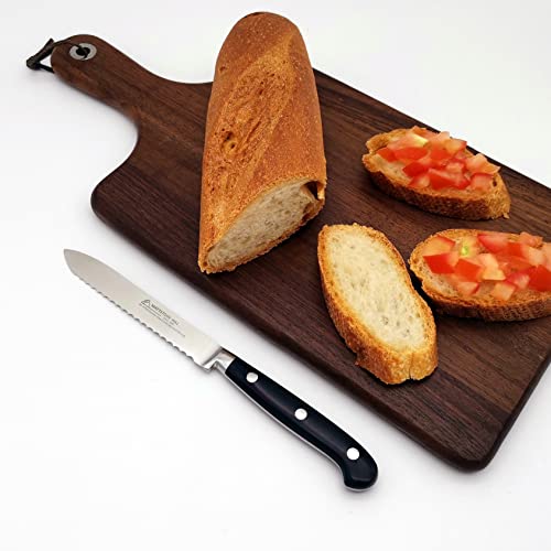 Serrated Utility Knife - MATTSTONE HILL 4.7" Kitchen Knife, German Stainless Steel Vegetable Knife, Paring Knife, Triple Rivet Handle - size: 4.7"