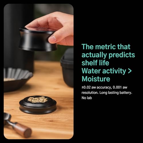 W1 Coffee Water Activity Meter ±0.02 aw Accuracy | Bluetooth sync with CoffeeOS app | 2-min fast reading | Magnetic sample tray | Pocket-sized | for coffee beans
