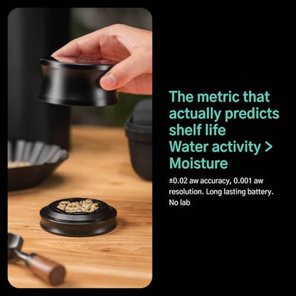 W1 Coffee Water Activity Meter ±0.02 aw Accuracy | Bluetooth sync with CoffeeOS app | 2-min fast reading | Magnetic sample tray | Pocket-sized | for coffee beans