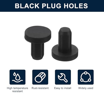 uxcell 32 Pieces Black Rubber Stopper, 3.3mm Plug Holes for 3mm/0.12" Hole - size: 3 mm