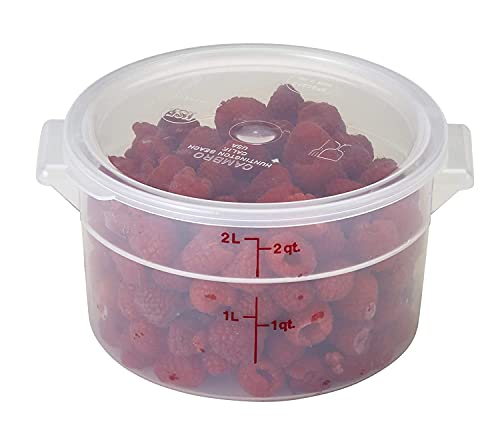 Lumintrail Cambro 2 Quart and 4 Quart Round Food Storage Container, Translucent, with Translucent Lids, Bundle with a Measuring Spoon Set