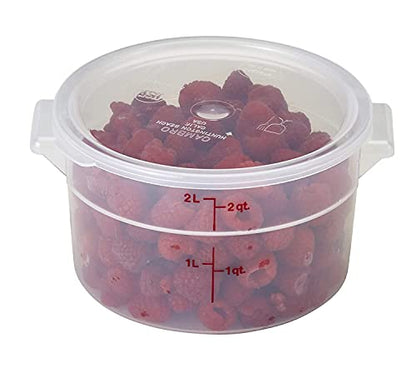 Lumintrail Cambro 2 Quart and 4 Quart Round Food Storage Container, Translucent, with Translucent Lids, Bundle with a Measuring Spoon Set