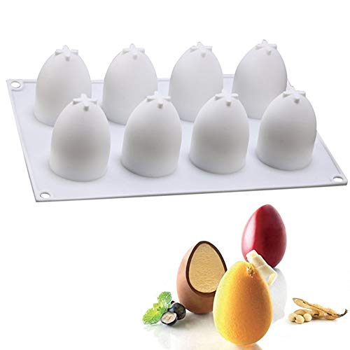 OCPO KITCHEN Easter Egg Silicone Mold for Baking Chocolate Easter Eggs, Mousse Cake, Jello, CheeseCake, Ice Cream, Dessert, Cake Decoration Mold (8-Cavity) - style: Egg (8-Cavity)