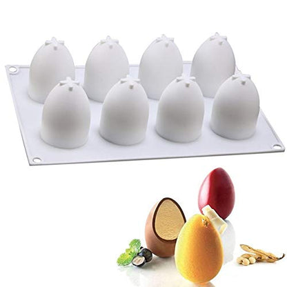 OCPO KITCHEN Easter Egg Silicone Mold for Baking Chocolate Easter Eggs, Mousse Cake, Jello, CheeseCake, Ice Cream, Dessert, Cake Decoration Mold (8-Cavity) - style: Egg (8-Cavity)