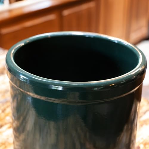 Ohio Stoneware Pickling Fermentation Crock, Handmade for Food Preservation Storage and Decor, Large 2 Gallon, Hunter Green