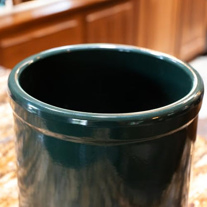 Ohio Stoneware Pickling Fermentation Crock, Handmade for Food Preservation Storage and Decor, Large 2 Gallon, Hunter Green