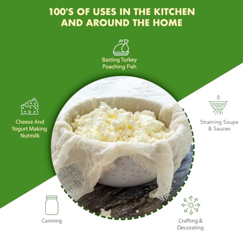 Regency Wraps 100% Cotton Cheesecloth For Straining, Basting Turkey, Canning, Cheese-making, Natural Standard, 2yd (Pack of 3) - size: 2yd (Pack of 3)