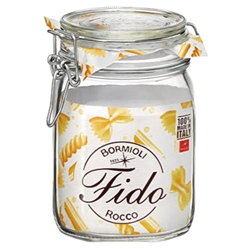 Bormioli Rocco Fido, 2 Pack, 33.75 Oz. Food Storage Glass Jars, Airtight Rubber Seal & Glass Lid, with Stainless Wire Clamp, Mason Jar, Made in Italy - size: 33.75 oz
