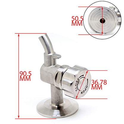 QiiMii 1.5'' SS304 Stainless Sampling Valve Beer Sampling Valve Clamp End - size: 1 Pack