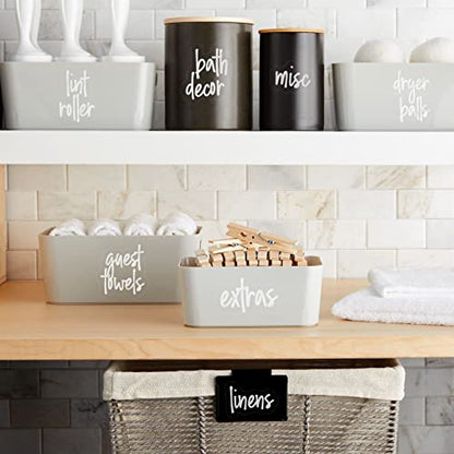 Talented Kitchen Laundry Room Organization Labels - 141 Preprinted White Script Clear Vinyl, Water-Resistant - Sticker Labels for Jars & Food Containers - Pantry, Bathroom & Linen Closet - color: White Text on Clear Label