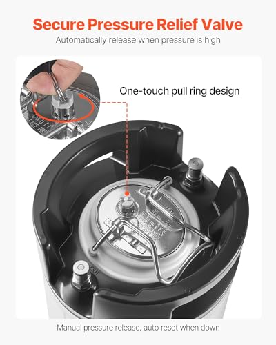 VEVOR Corny Keg, 2.5 Gallon Ball Lock Keg, SUS304 Cold Brew Kegs with Dual Rubber Handles & Heavy-Duty Rubber Bottom, Brewing Equipment for Home Brewing Party, 2 PCS - size: 2.5 Gal*2 - Corny Keg