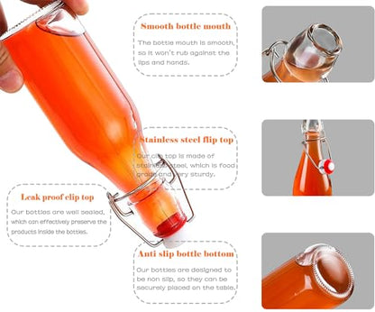 Ahhute Swing Top Glass Bottle, Kombucha Bottles 8oz, Vanilla Extract Bottles with Airtight Lid, Flip Top Glass Bottle 6 Pack