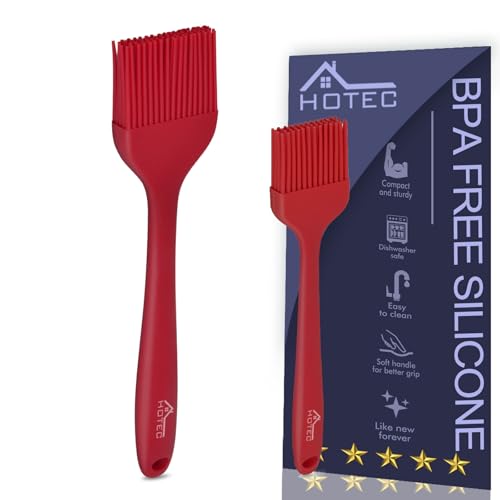 HOTEC Basting Brushes Silicone Heat Resistant Pastry Brushes Spread Oil Butter Sauce Marinades for BBQ Grill Barbecue Baking Kitchen Cooking BPA Free Dishwasher Safe (Red 2) - color: Red New