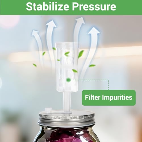 fermentation kit for Kitchen - fermenting lids for mason jars, 4 Glass Fermentation Weights, 4 Airlocks, 5 Food-Grade Silicone Rings & 5 Grommets - Perfect for Pickling, Sauerkraut, Kombucha (No Jars)