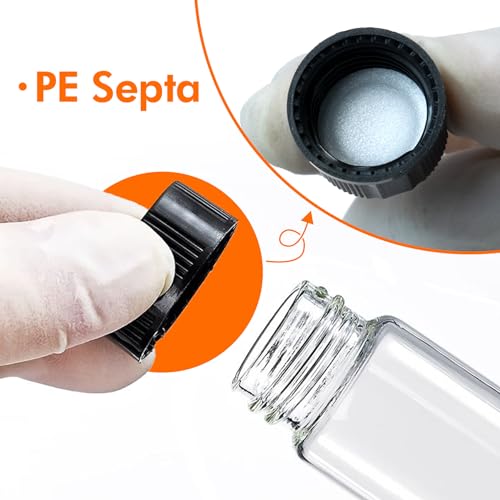 PEKYBIO 20 PCS 4 ML (1 dram) Amber Small Liquid Sample Glass Vials with Screw Caps, 15 MMX 45 mm Leak-Proof Vial, 13-425 Black Screw Cap with PE Liners for Lab, Essential Oil, Perfume, Reagents - size: 15*45mm 1 Dram & 4ml Vial