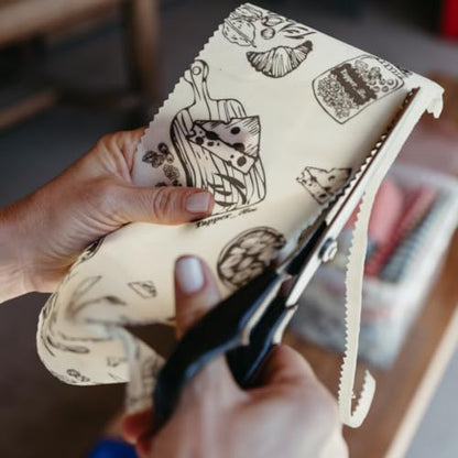 Beeswax Wrap: Sustainable Plastic-Free Storage for Snacks & Bread. Reusable, Cotton-Based & Eco-Friendly. Grey Nuts Design, 55”x13.4” Roll. - color: Gray