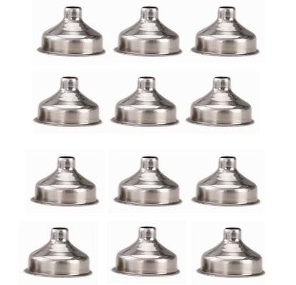 12 Pcs 1.25 Inch Mini Funnels, Stainless Steel for Bottles, Flasks, Cooking Spices Liquids, Homemade Make-Up Fillers (12)
