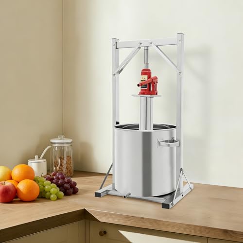 Fruit Wine Press, 36L/9.51Gal Stainless Steel Hydraulic Jack Press Extractor, Manual Juice Maker, Wine Making Equipment Manual Press Machine for Wine and Juice Making - size: 36L/9.51 Gal