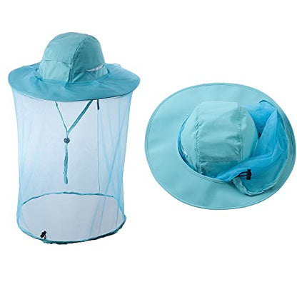 Head Netting Mosquito Net Hat Beekeeper Bee Veil Hat Bug Face Cover Netted Fishing Safari Hats Dog Grooming Women Men Light Blue - color: Light Blue