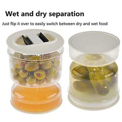 Pickle and Olive Hourglass jar, Pickle Flip Jar Separated from Wet and Dry, Pickle Jar with Strainer Flip, Juice Separator, for Airtight Food Storage (1PCS)