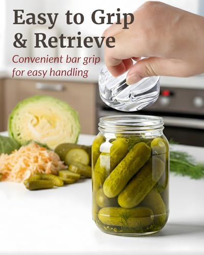 Elementi Fermentation Weights Kit - Set of 2 Glass Fermenting Weights and Mason Jar Fermentation Lids for Wide Mouth Mason Jars - Sauerkraut and Pickling Kit - style: Kit - Set of 2 Weights & Grey Lids