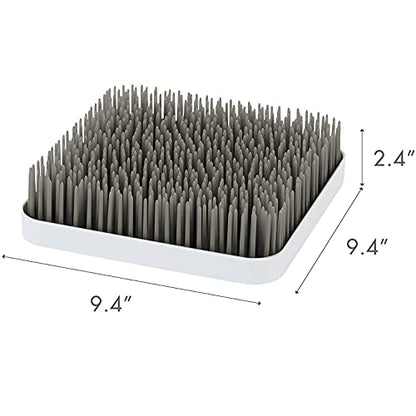 Boon Grass Plastic Drying Rack - Modern Countertop Baby Bottle Organizer - 9.75 x 9.88 x 3.0 inches - Gray