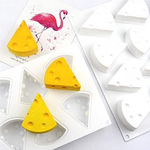CANDeal 2-Pack 8-Cavity Cheese Shape Silicone Mold,Cake Pop Molds Silicone, Non-Stick Silicone Baking Mold for Ice Cube Tray Chocolate, Cake, Jelly, Mousse Cake Pastry