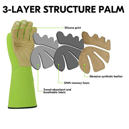 Vgo... 1-Pair Ladies' Synthetic Leather Gardening Gloves, Long Sleeves Gauntlet, Breathable & Grip Work Gloves, High Dexterity, Washable (Size S, Green, SL7445) - color: 1 Pair - Light Green, size: Women's Small