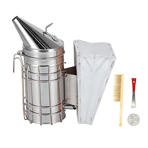 3 Piece Beehive Smoker Set Stainless Steel Smoker with Bee Brush and Scraper Beekeeper Starter Kit for Beekeeping and Colony Management