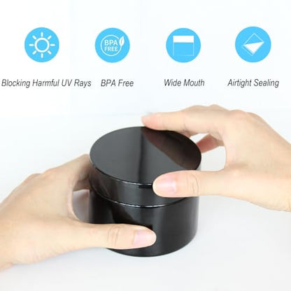 Matoolser Black Glass Storage Jar 250ml Wide Mouth Airtight UV Protection Container for Spice Coffee Matcha