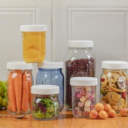 Yodecy 4 Pcs 32 oz Clear Wide Mouth Mason Jars with Airtight Lids and White Plastic Lids, Canning Jars for Overnight Oats, Food Storage and More - color: clear