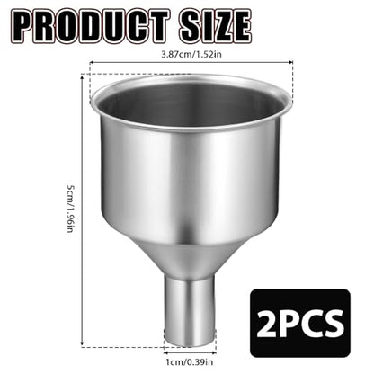 Stainless Steel Funnel for Flask Small Kitchen Funnel Set with 3/8" Spout for Transferring Coffee Beans Spice Blends Beer Oil Bottle