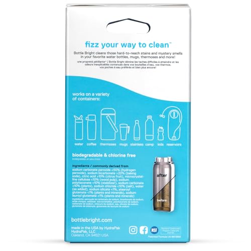 Bottle Bright Cleaning Tablets 12, 36, 78 Count – Water Bottle Cleaner for Stainless Steel, Tumblers, Thermos | Removes Coffee Tea Stains, Eliminates Odors, Easy and Safe Cleaning - size: 36 Count (Pack of 1)