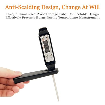 Meat Thermometer - Digital Food Thermometer for Cooking Kitchen - Automatic Calibration Pen Style Electronic Pocket Thermometer for Water Temperature, Barbecue (Black) - color: Black
