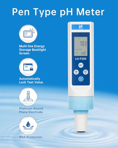 LOHAND Digital pH Meter with ATC, ±0.01 High Accuracy, 0-14 Measuring Range | Ship-Type Floating Design, Replaceable Probe, Lcd Display, IP65 Waterproof pH Pen for Pool, Aquarium, Hydroponics, Home Water