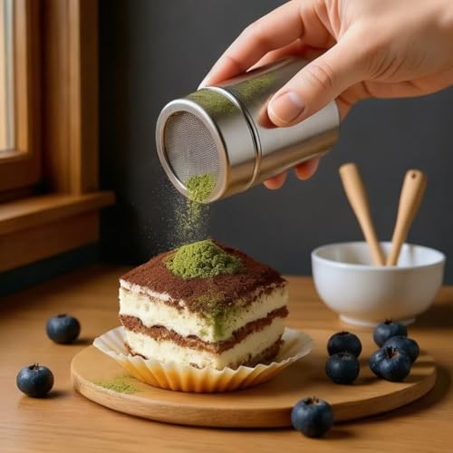 Flour Sifter stainless Steel, 3 in 1 Stainless Steel Sifter for Baking, 3 Cup Double Layer Fine Mesh Sifter, Powdered Sugar Shaker Duster Set for Baking Cakes, Pastries, Pies, Cupcakes and Desserts