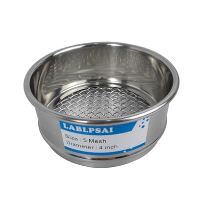 5 Mesh Lab Sieves 4" Diameter 304 Stainless Steel Wire Cloth Test Sieve for Industrial Laboratory Home - size: 5 mesh