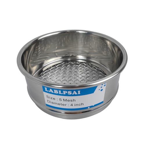 5 Mesh Lab Sieves 4" Diameter 304 Stainless Steel Wire Cloth Test Sieve for Industrial Laboratory Home - size: 5 mesh